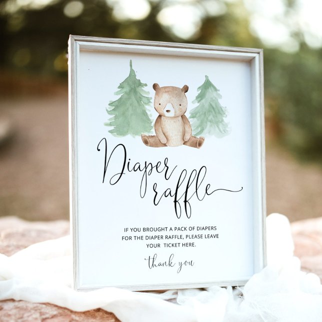 Pine trees bear diaper raffle sign (Creator Uploaded)