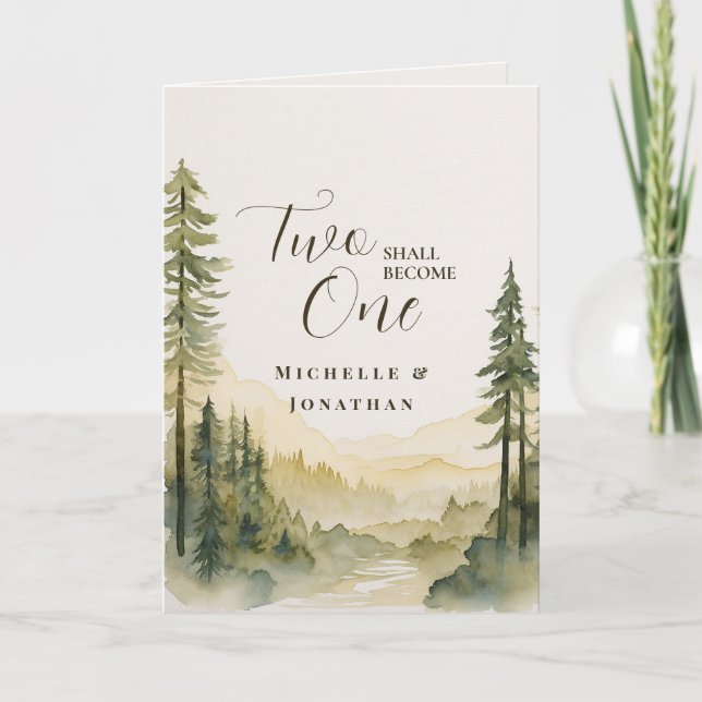 Pine Trees Christian Bible Wedding Congratulation Card (Front)