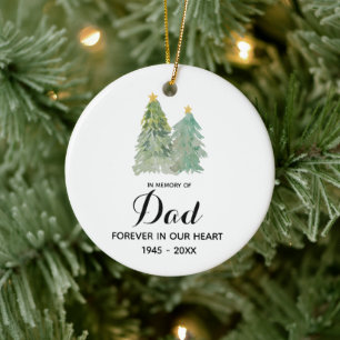 Pine Trees Christmas In Memory of Dad Ceramic Ornament