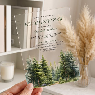 Pine Trees Forest Bridal Shower Acrylic Invitations