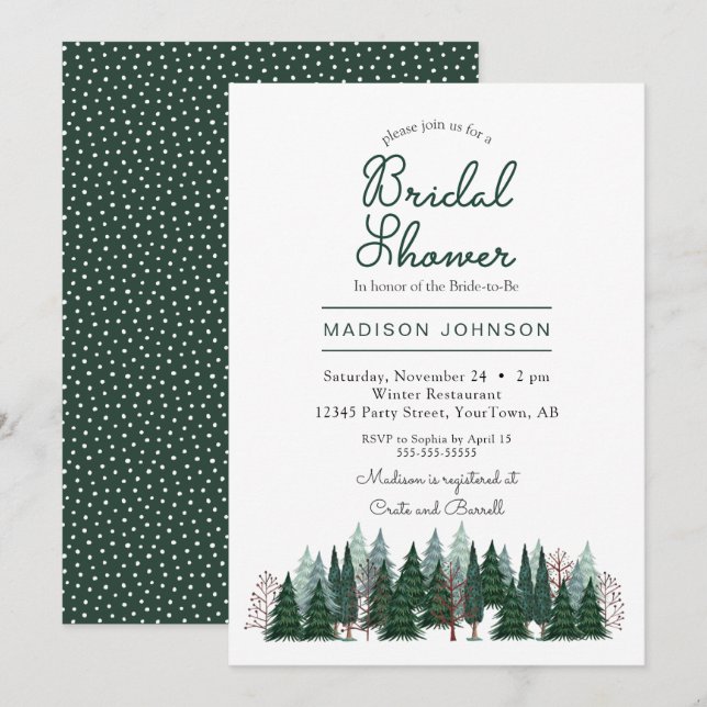 Pine Trees Forest | Bridal Shower | Invitation (Front/Back)