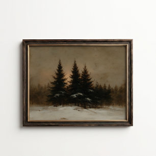 Pine Trees Forest Edge Winter Poster