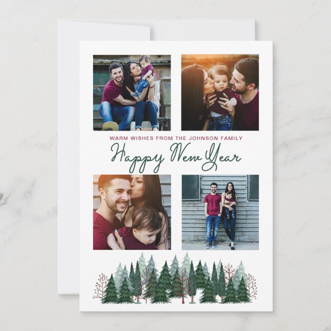 Pine Trees Forest | Happy New Year | Photo Card (Front)