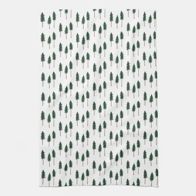 Pine Trees Forest Pattern Simple Kitchen Towel (Vertical)