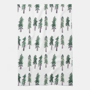 Pine Trees Forest Pattern Watercolor Kitchen Towel
