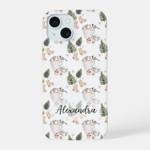 Pine Trees, Hot Chocolate, Ice Skates, Cupcakes iPhone 15 Case