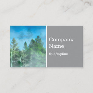 pine trees in fog nature landscape misty green  business card