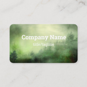 pine trees in fog nature landscape misty green  business card