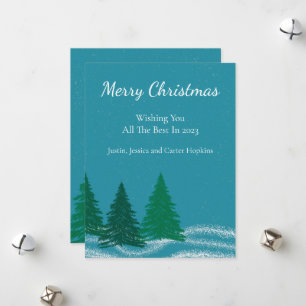 Pine Trees in the Snow Personalized Christmas Card