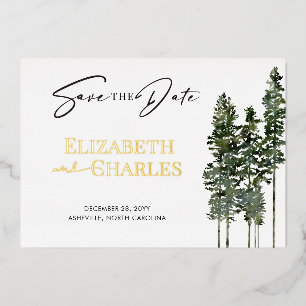 Pine Trees Minimalist Elegant Save The Date