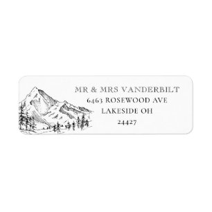 Pine Trees Mountain Wedding Return Address Label