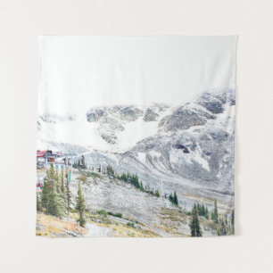 PINE TREES NEAR MOUNTAIN COVERED WITH SNOW TAPESTRY