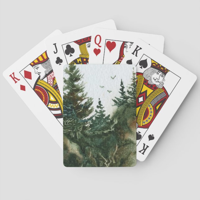 Pine Trees on a sheer rock face Playing Cards (Back)