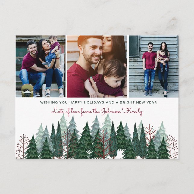 Pine Trees | Postcard | Holiday Photo Card (Front)