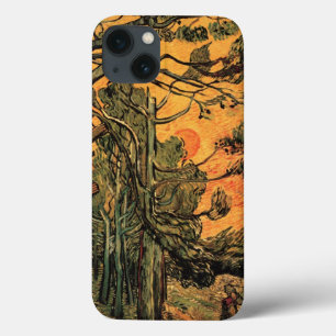 Pine Trees Red Sky Setting Sun by Vincent van Gogh iPhone 13 Case