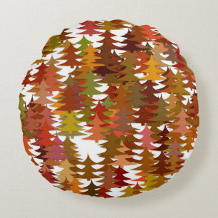 Pine Trees Round Pillow