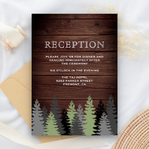 Pine Trees Rustic Wood Winter Wedding Reception Enclosure Card