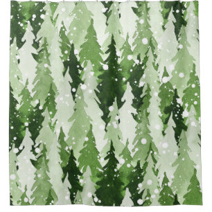 Pine Trees Snow: Watercolor Christmas.