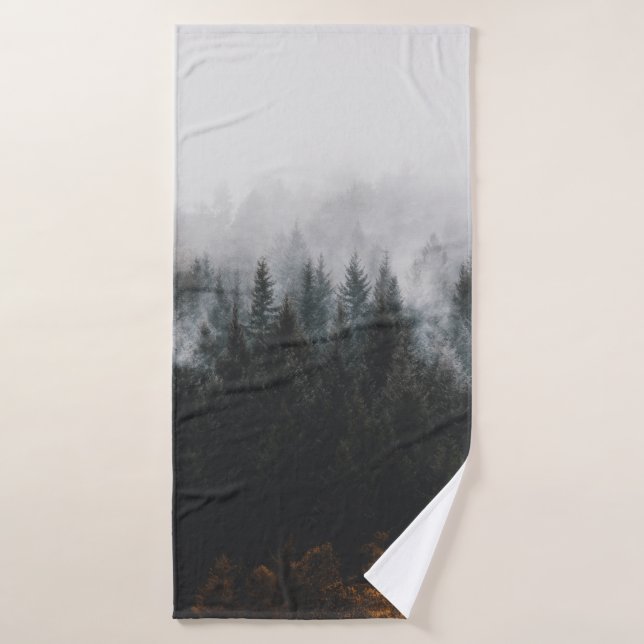 PINE TREES SURROUNDED BY FOGS BATH TOWEL (Bath Towel)