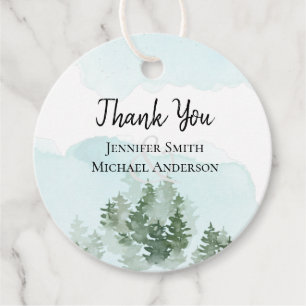 Pine Trees Teal and Sage Wedding Favour Tags
