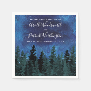 Pine Trees Watercolor Rustic Wedding Napkins