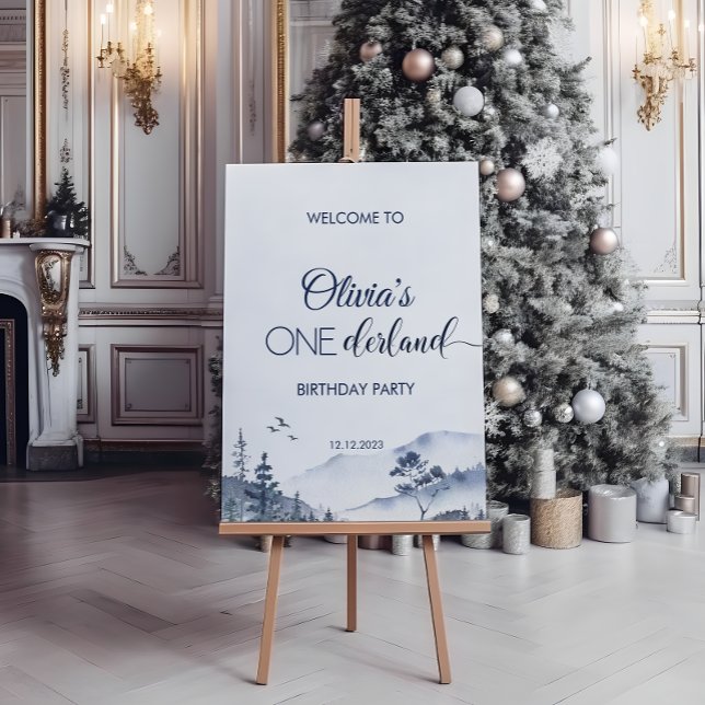 Pine Trees Winter Onederland Birthday Welcome Poster (Creator Uploaded)