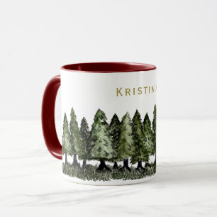 Pine Trees with Name Mug