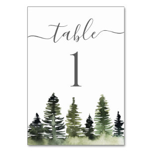 Pine Trees Woodland Baby Shower Table Number