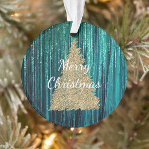 Pine turquoise Vert Tinsel Or Noël Arbre
