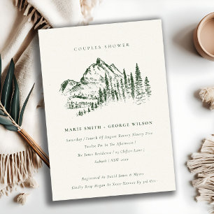 Pine verte Croquis Couples Invitation de douche