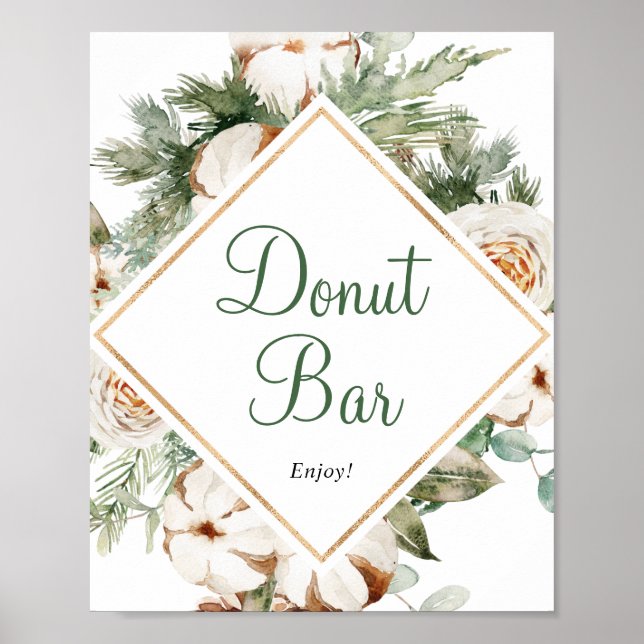Pine Winter Donut Bar Bridal Shower Sign (Front)