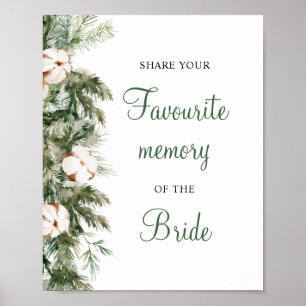 Pine Winter Share Your Memory Bridal Shower Sign