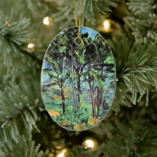 Pine with Viaduct by Paul Cezanne, Vintage Art Ceramic Ornament