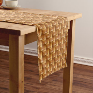 Pine Wood Herringbone Pattern Short Table Runner
