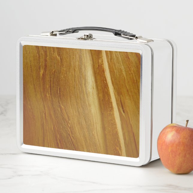 Pine Wood II Faux Wooden Texture Metal Lunch Box (In Situ)