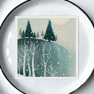 Pine Woodland Christmas   Nature Winter Holiday Napkin