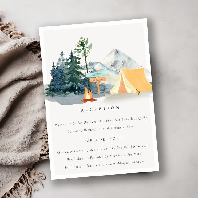 Pine Woods Camping Mountain Wedding Reception Enclosure Card (Creator Uploaded)