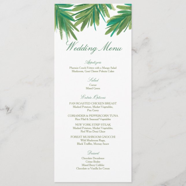Pine Woods Watercolor | Wedding Menu (Front)