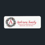 Pine Wreath Christmas Monogram Address Label<br><div class="desc">Beautiful wreath with your monogram Christmas  Address Label set on a white background.  Matching postage stamps and stickers available in our shop.</div>