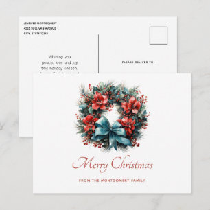Pine Wreath with Holly Christmas Holiday