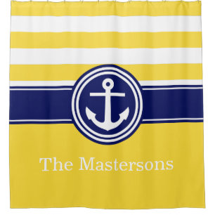 Pineapp Yellow Navy Blue Nautical Stripe Anchor CB