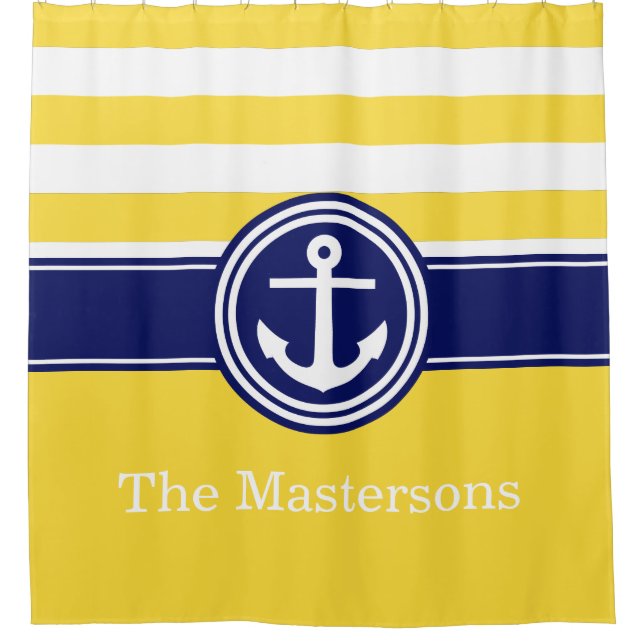 Pineapp Yellow Navy Blue Nautical Stripe Anchor CB (Front)