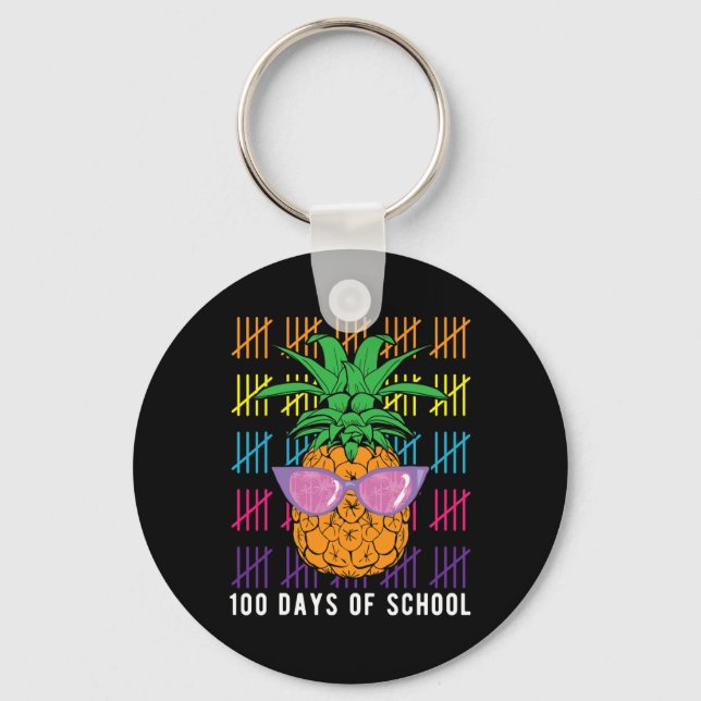 Pineapple 100 Days Of School Teacher And Student G Keychain (Front)