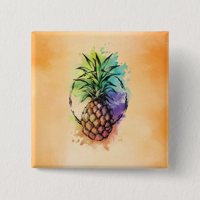 Pineapple 2 Inch Square Button (Front)