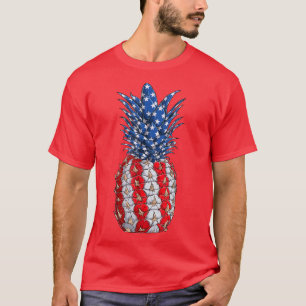 Pineapple American Flag 4th of July Patriotic Wome T-Shirt