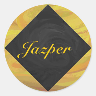 Pineapple and Black Monogram Classic Round Sticker
