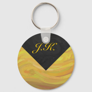 Pineapple and Black Monogram Keychain