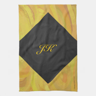 Pineapple and Black Monogram Kitchen Towel