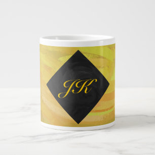 Pineapple and Black Monogram Large Coffee Mug