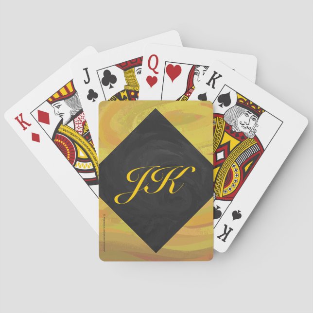 Pineapple and Black Monogram Playing Cards (Back)